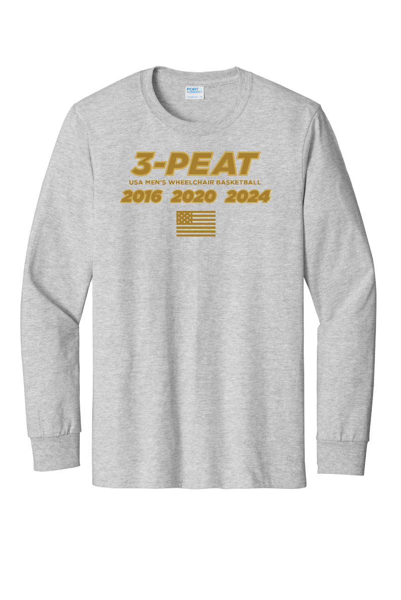 NWBA Officially Licensed - "MEN'S 3-PEAT" - MEN'S - Cotton Tee - LONG SLEEVE
