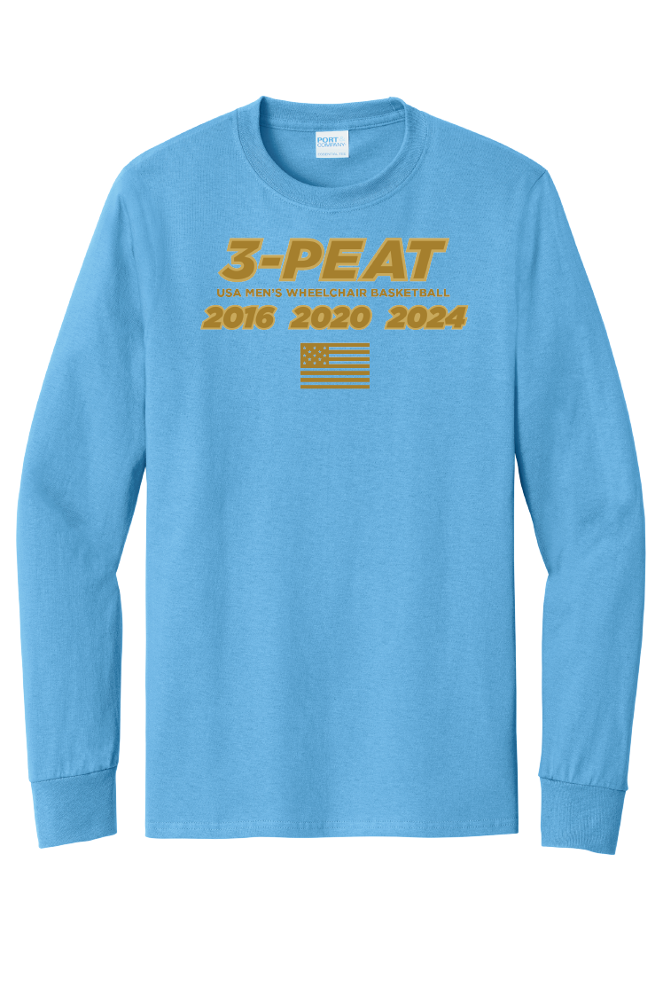 NWBA Officially Licensed - "MEN'S 3-PEAT" - MEN'S - Cotton Tee - LONG SLEEVE