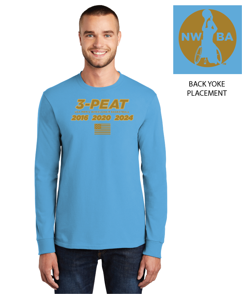 NWBA Officially Licensed - "MEN'S 3-PEAT" - MEN'S - Cotton Tee - LONG SLEEVE