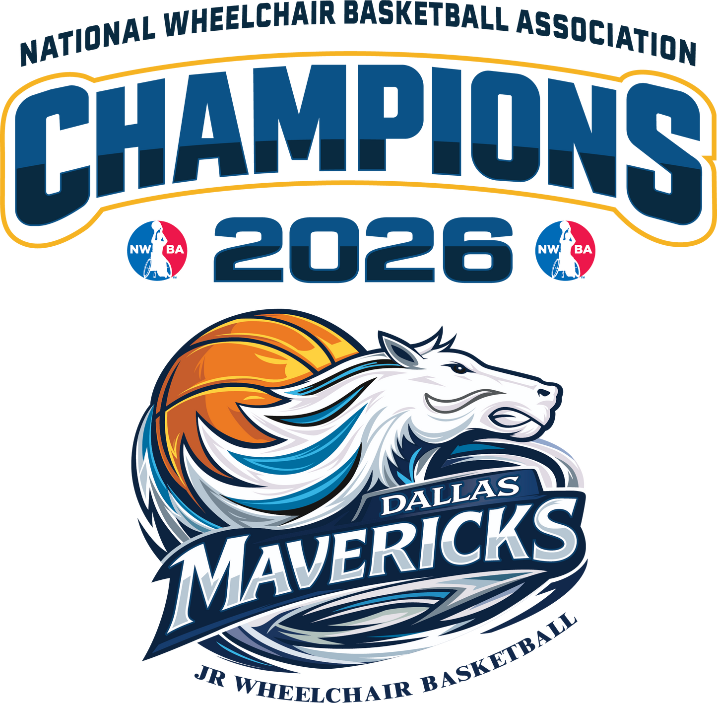 NWBA Officially Licensed – Dallas Jr Wheelchair Mavericks – 2026 National Champions – Ladies Fleece Pullover Hoodie – Full‑Front Print Edition