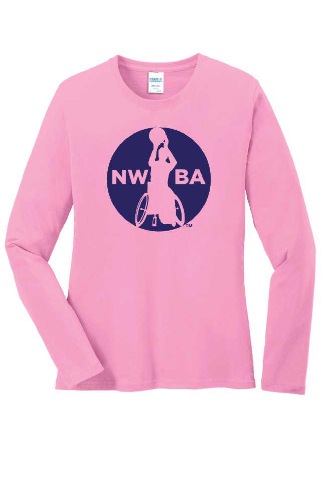 NWBA Officially Licensed - "NWBA 1 COLOR MEDALION" - LADIES - Cotton Tee - Long Sleeve