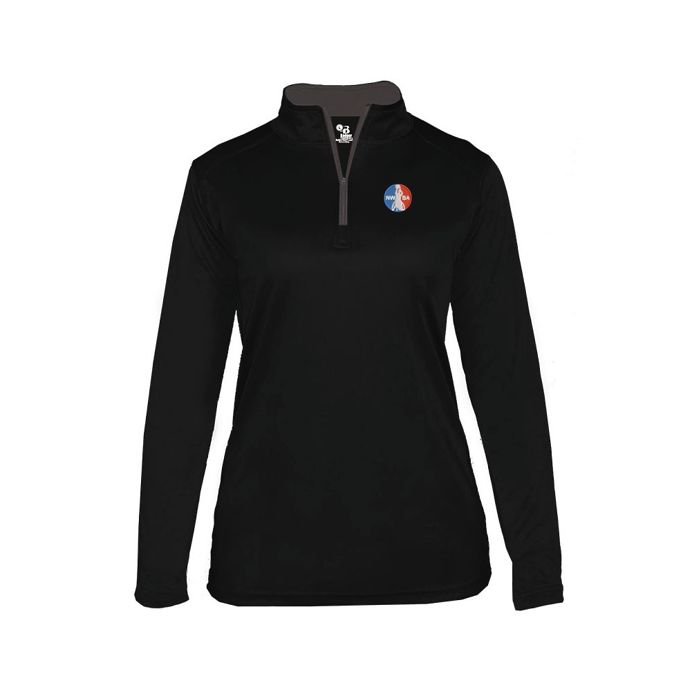 NWBA Officially Licensed: Embroidered NWBA Medallion - Ladies Badger Sports BG4103 1/4 ZIP Paragon PA164 1/4 ZIP