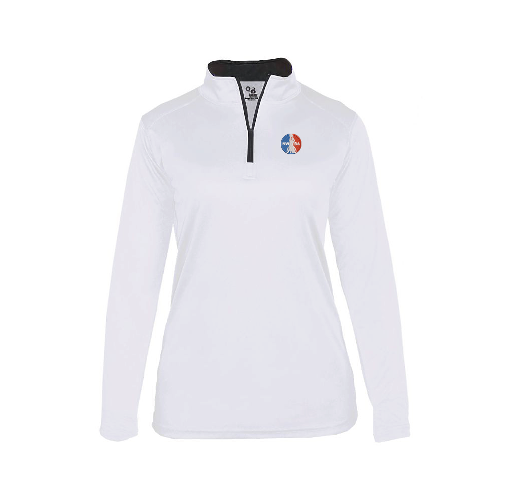 NWBA Officially Licensed: Embroidered NWBA Medallion - Ladies Badger Sports BG4103 1/4 ZIP Paragon PA164 1/4 ZIP