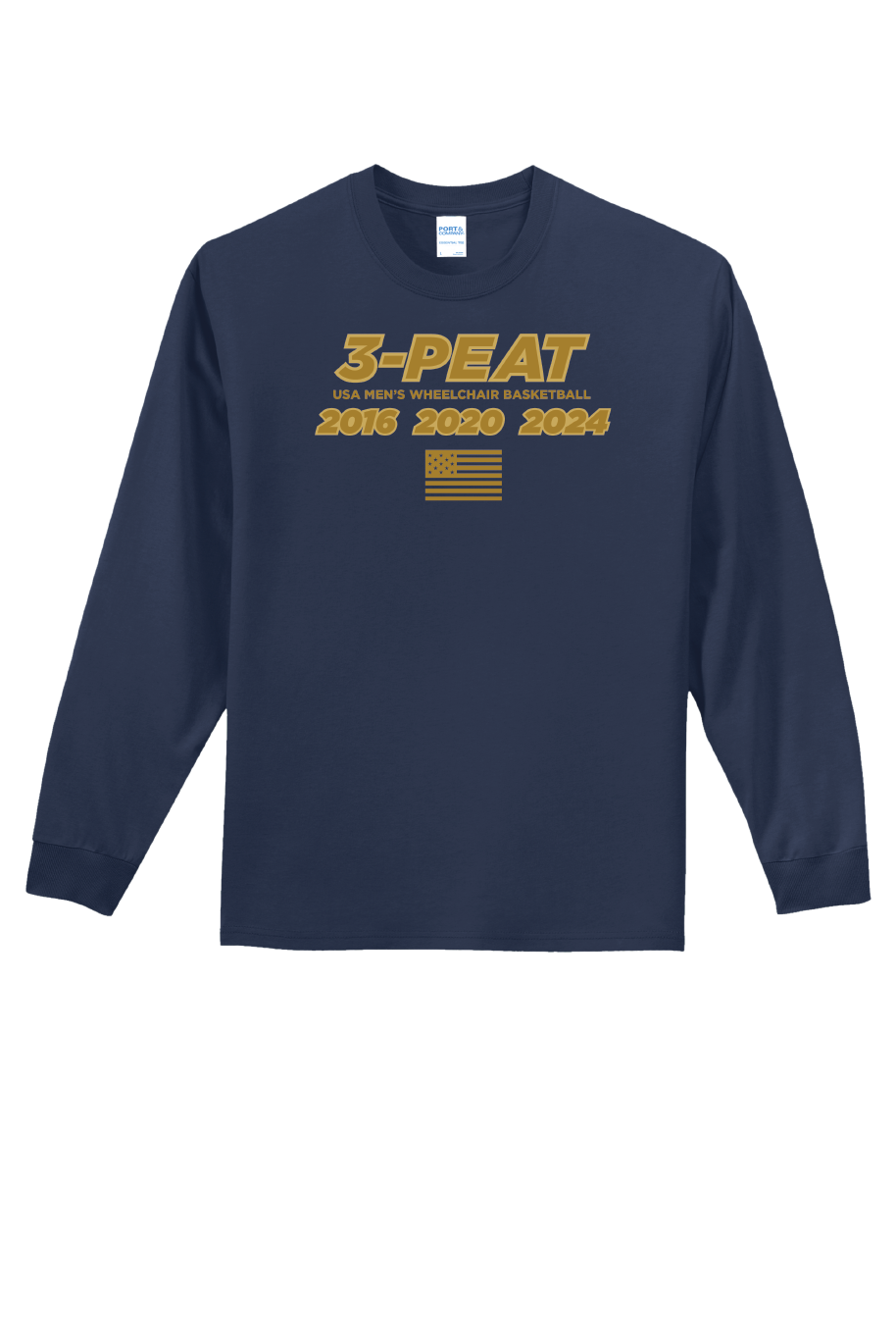 NWBA Officially Licensed - "MEN'S 3-PEAT" - MEN'S - Cotton Tee - LONG SLEEVE