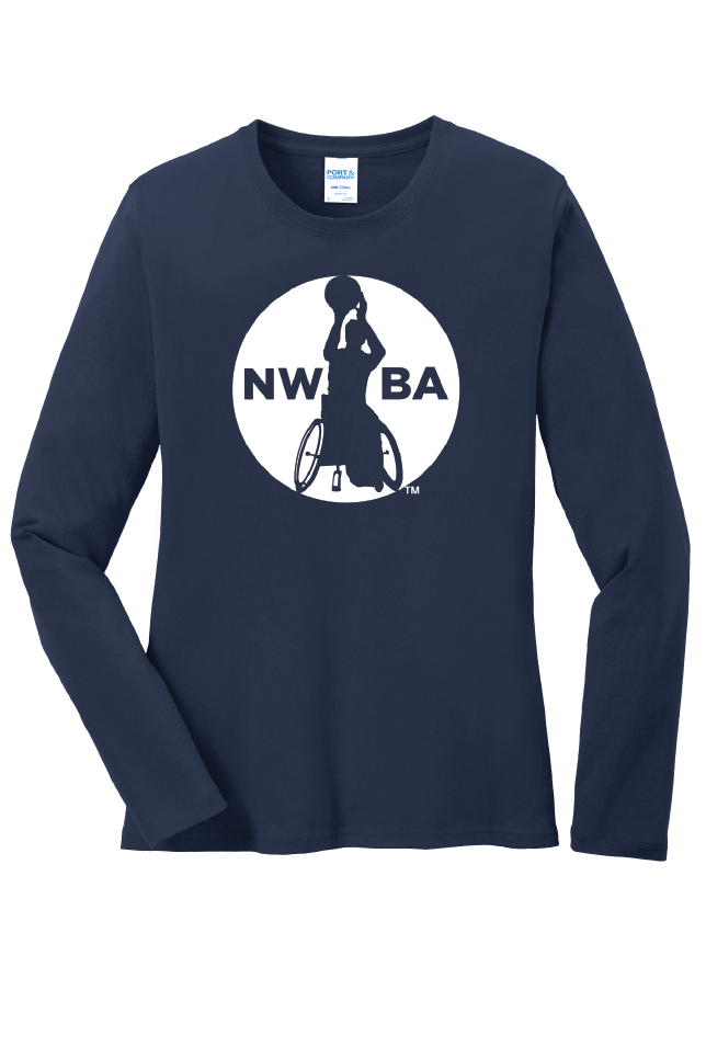 NWBA Officially Licensed - "NWBA 1 COLOR MEDALION" - LADIES - Cotton Tee - Long Sleeve