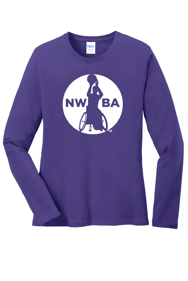 NWBA Officially Licensed - "NWBA 1 COLOR MEDALION" - LADIES - Cotton Tee - Long Sleeve