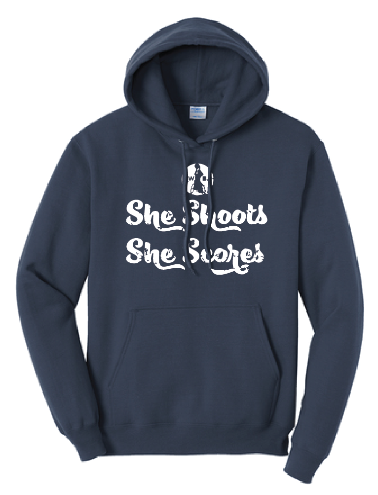 NWBA Officially Licensed - "SHE SHOOTS" - PULLOVER HOODED SWEATSHIRT