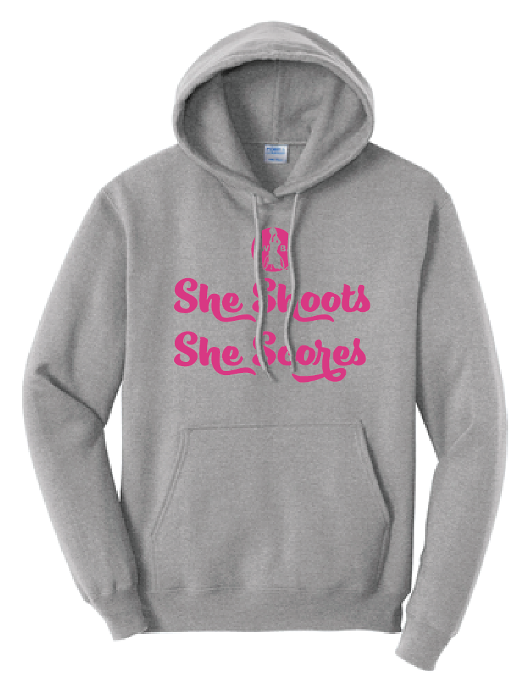 NWBA Officially Licensed - "SHE SHOOTS" - PULLOVER HOODED SWEATSHIRT