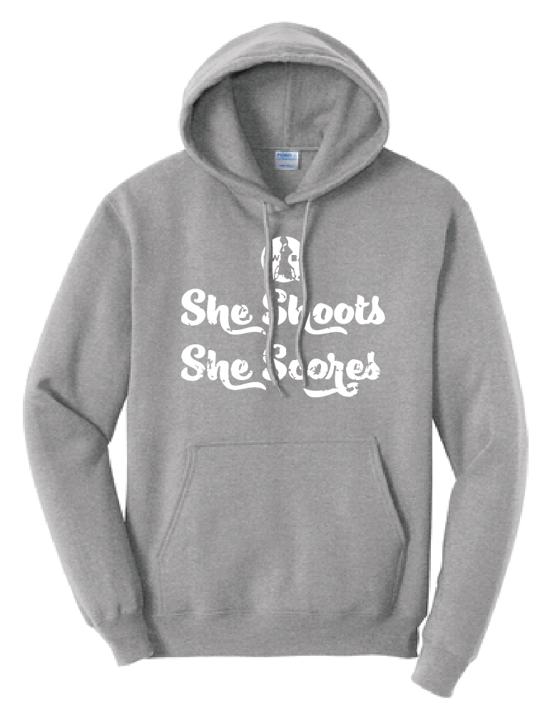NWBA Officially Licensed - "SHE SHOOTS" - PULLOVER HOODED SWEATSHIRT