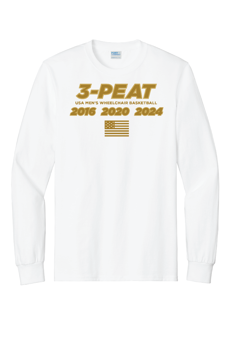 NWBA Officially Licensed - "MEN'S 3-PEAT" - MEN'S - Cotton Tee - LONG SLEEVE