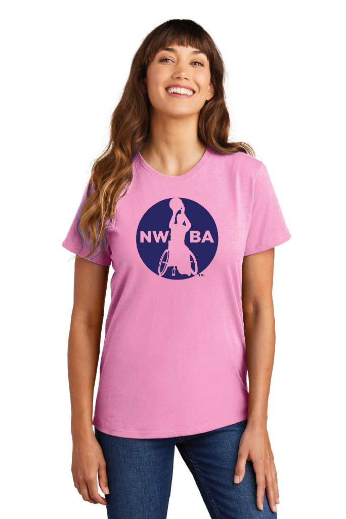 NWBA Officially Licensed - "NWBA 1 COLOR MEDALION" - LADIES - Cotton Tee - Short Sleeve