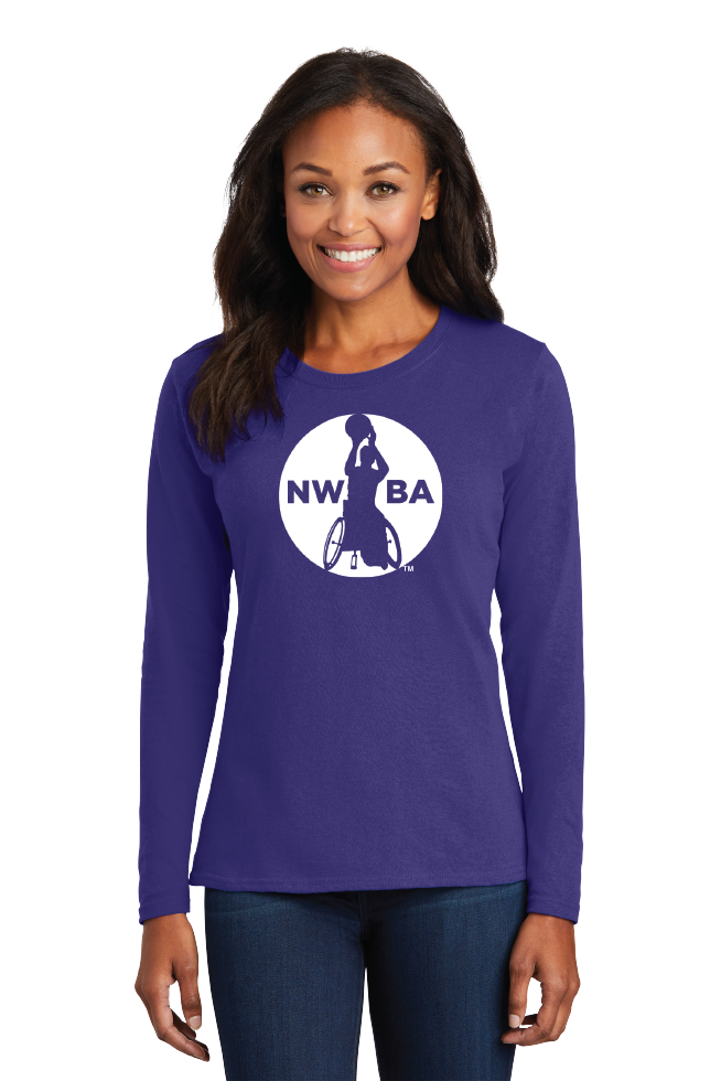 NWBA Officially Licensed - "NWBA 1 COLOR MEDALION" - LADIES - Cotton Tee - Long Sleeve