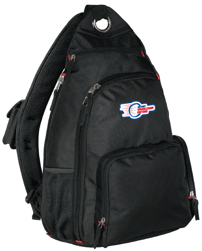 NWBA Officially Licensed - Detroit Wheelchair Pistons - Sling Style Backpack