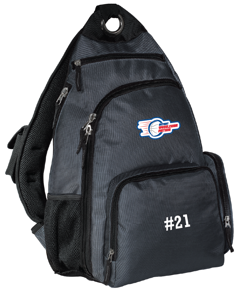NWBA Officially Licensed - Detroit Wheelchair Pistons - Sling Style Backpack