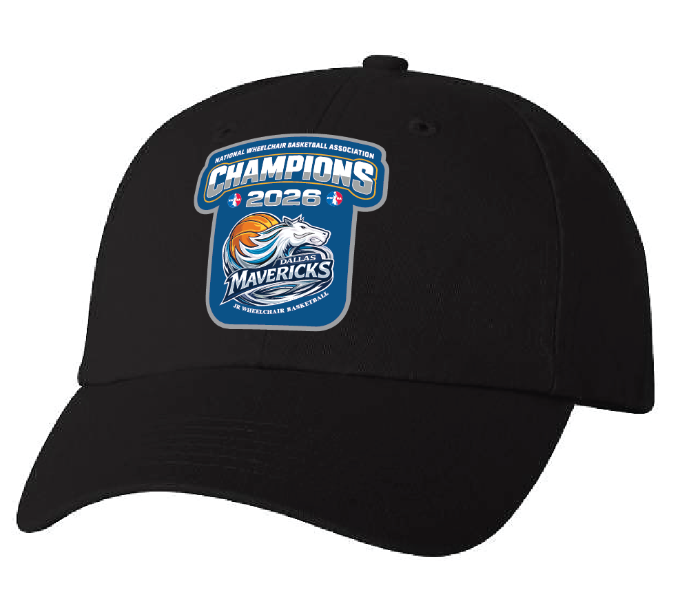 NWBA Officially Licensed – Dallas Jr Wheelchair Mavericks – 2026 National Champions – Dad Style Cap – Woven Patch Edition