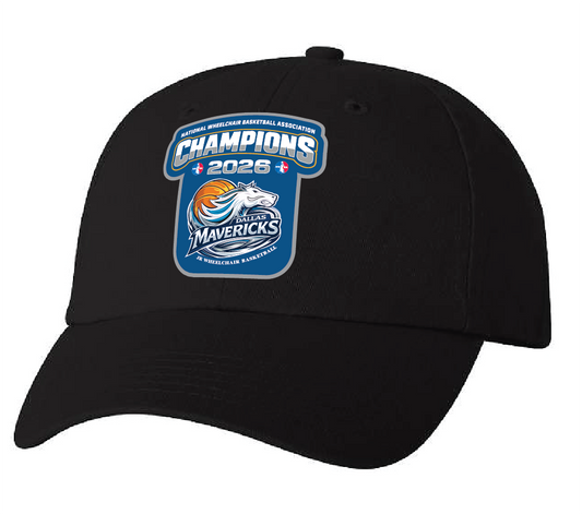 NWBA Officially Licensed – Dallas Jr Wheelchair Mavericks – 2026 National Champions – Dad Style Cap – Woven Patch Edition