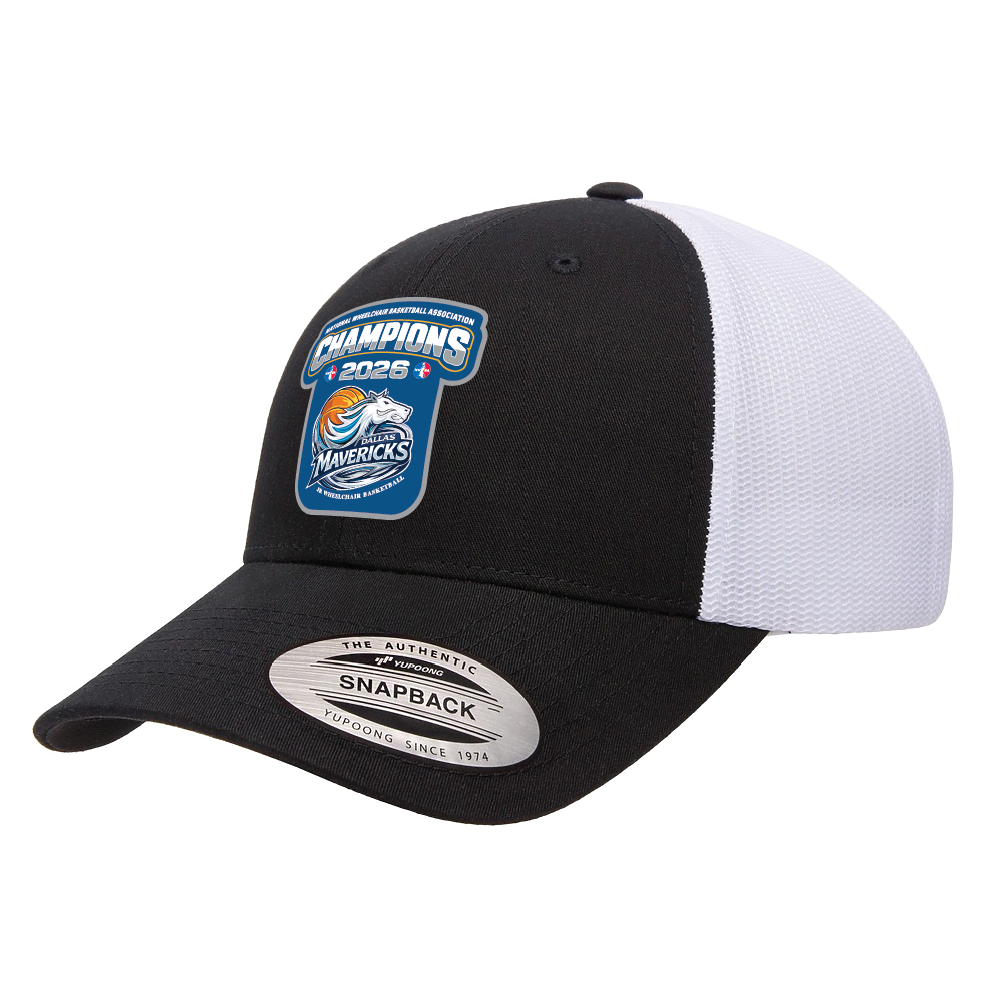 NWBA Officially Licensed – Dallas Jr Wheelchair Mavericks – 2026 National Champions – Trucker Cap – Woven Patch Edition