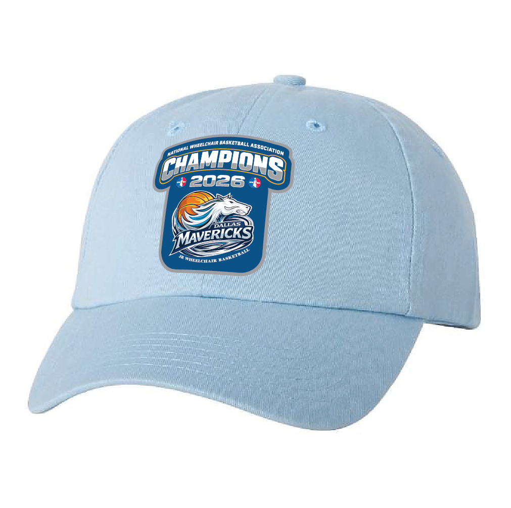 NWBA Officially Licensed – Dallas Jr Wheelchair Mavericks – 2026 National Champions – Dad Style Cap – Woven Patch Edition