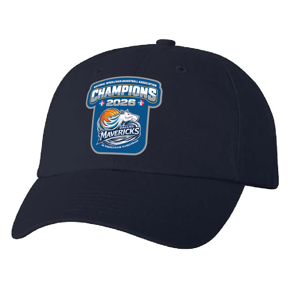 NWBA Officially Licensed – Dallas Jr Wheelchair Mavericks – 2026 National Champions – Dad Style Cap – Woven Patch Edition
