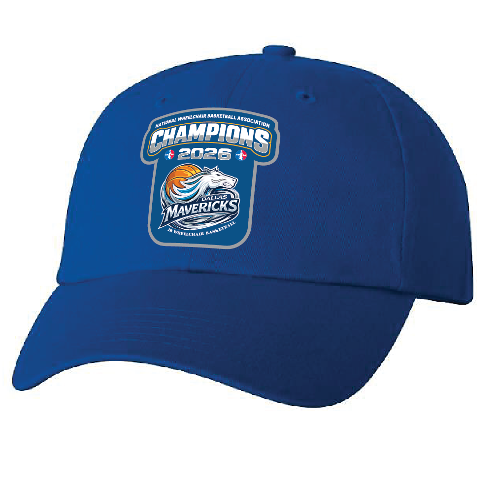 NWBA Officially Licensed – Dallas Jr Wheelchair Mavericks – 2026 National Champions – Dad Style Cap – Woven Patch Edition