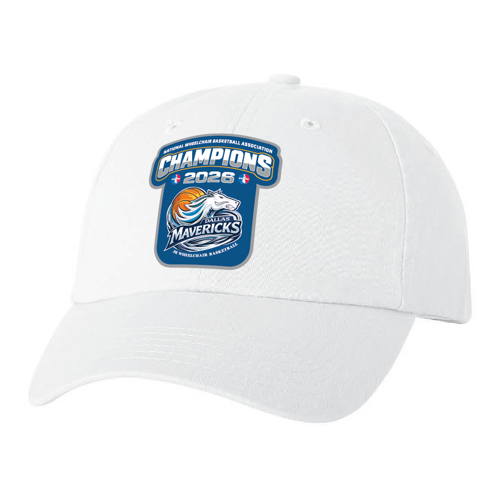 NWBA Officially Licensed – Dallas Jr Wheelchair Mavericks – 2026 National Champions – Dad Style Cap – Woven Patch Edition