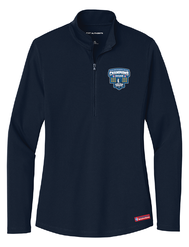 NWBA Officially Licensed – Dallas Wheelchair Mavericks – 2026 National Champions – Ladies Performance 1/4 Zip – Woven Appliqué Edition