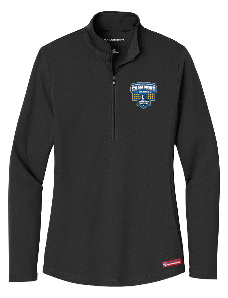 NWBA Officially Licensed – Dallas Wheelchair Mavericks – 2026 National Champions – Ladies Performance 1/4 Zip – Woven Appliqué Edition