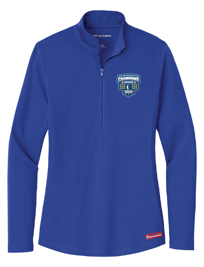 NWBA Officially Licensed – Dallas Wheelchair Mavericks – 2026 National Champions – Ladies Performance 1/4 Zip – Woven Appliqué Edition
