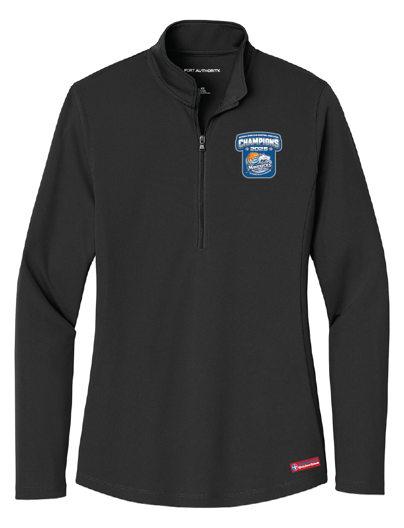 NWBA Officially Licensed – Dallas Jr Wheelchair Mavericks – 2026 National Champions – Ladies Performance 1/4 Zip – Woven Appliqué Edition