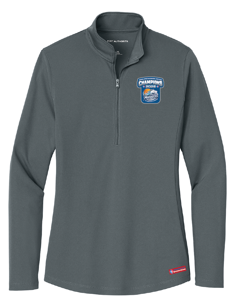 NWBA Officially Licensed – Dallas Jr Wheelchair Mavericks – 2026 National Champions – Ladies Performance 1/4 Zip – Woven Appliqué Edition