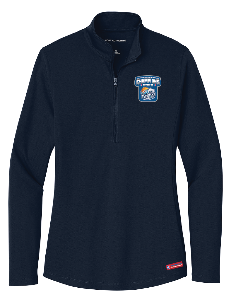 NWBA Officially Licensed – Dallas Jr Wheelchair Mavericks – 2026 National Champions – Ladies Performance 1/4 Zip – Woven Appliqué Edition