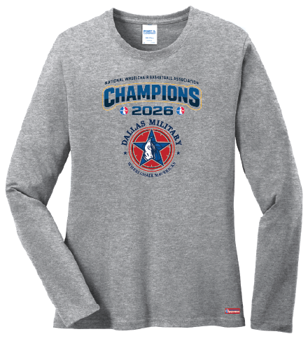 NWBA Officially Licensed – Dallas Military Wheelchair Mavericks – 2026 National Champions – Ladies Long Sleeve Cotton Tee – Full‑Front Print Edition