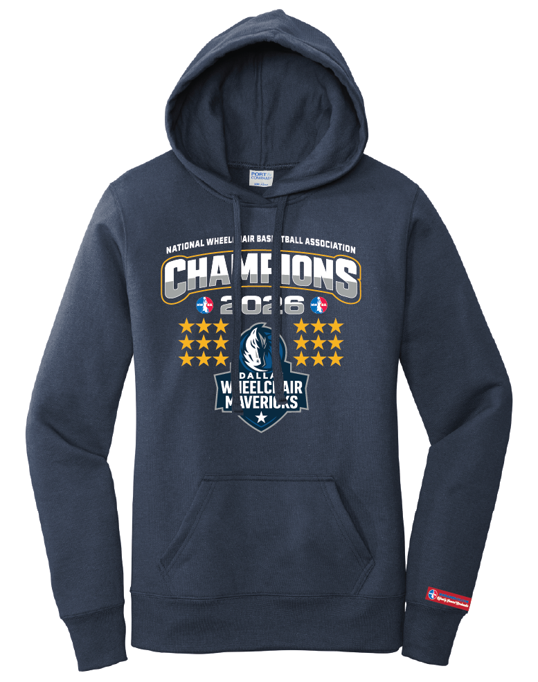 NWBA Officially Licensed – Dallas Wheelchair Mavericks – 2026 National Champions – Ladies Fleece Pullover Hoodie – Full‑Front Print Edition