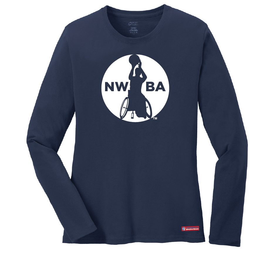 NWBA Officially Licensed - 1-Color Medallion Ladies Cotton Tee Long Sleeve