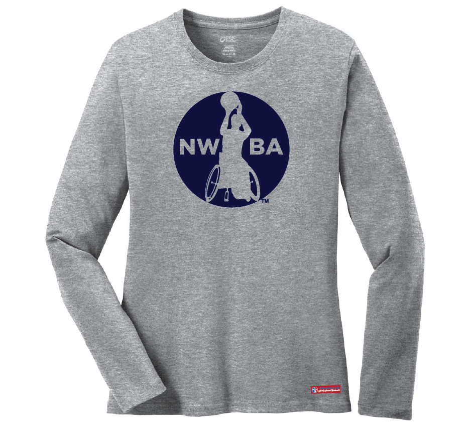 NWBA Officially Licensed - 1-Color Medallion Ladies Cotton Tee Long Sleeve