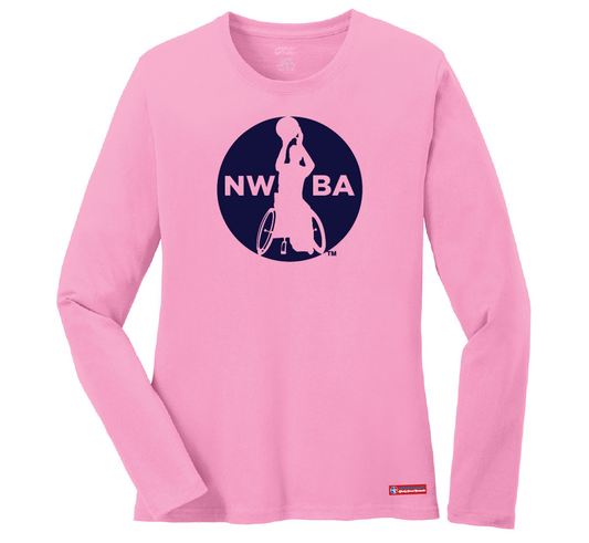 NWBA Officially Licensed - 1-Color Medallion Ladies Cotton Tee Long Sleeve
