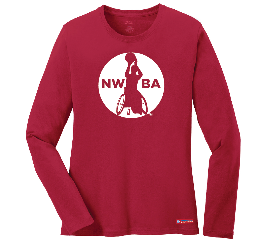 NWBA Officially Licensed - 1-Color Medallion Ladies Cotton Tee Long Sleeve