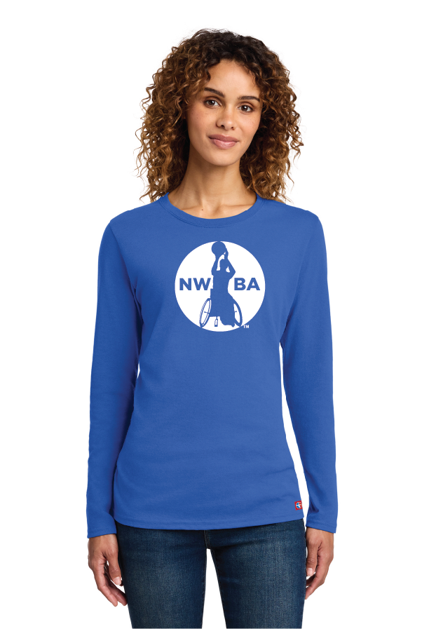 NWBA Officially Licensed - 1-Color Medallion Ladies Cotton Tee Long Sleeve