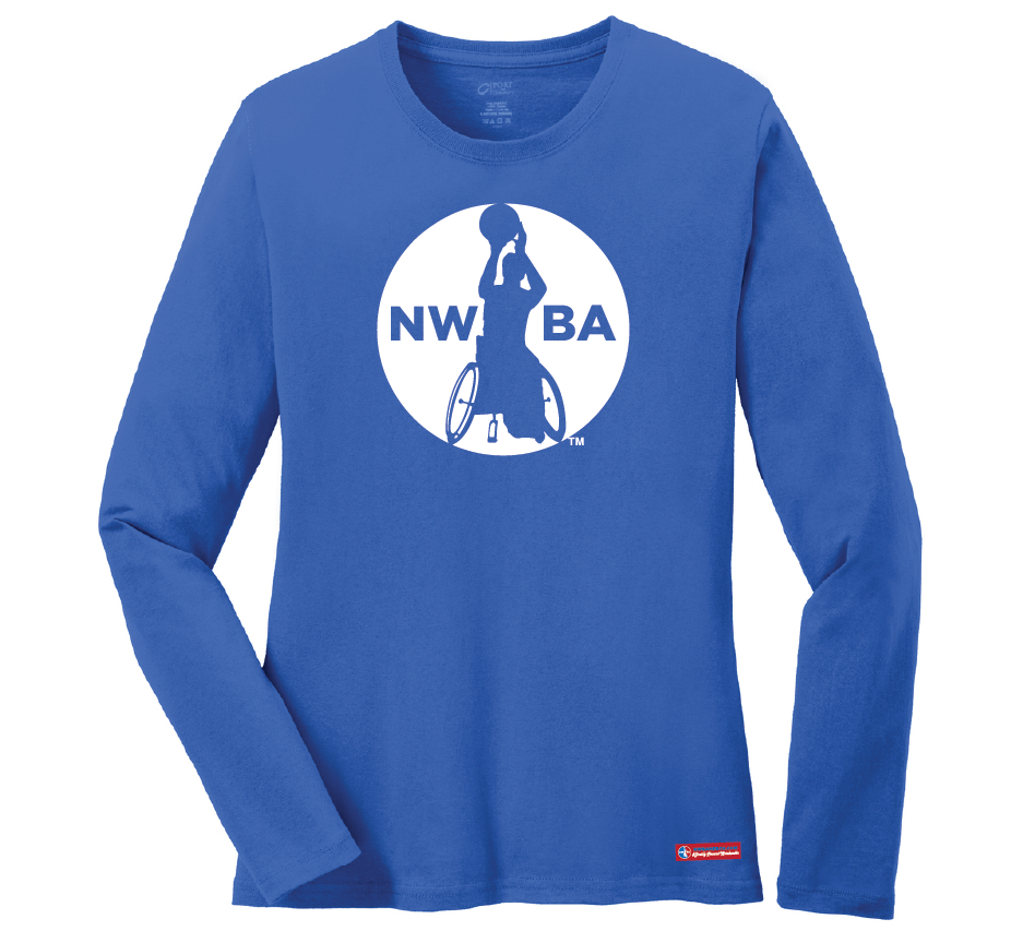 NWBA Officially Licensed - 1-Color Medallion Ladies Cotton Tee Long Sleeve