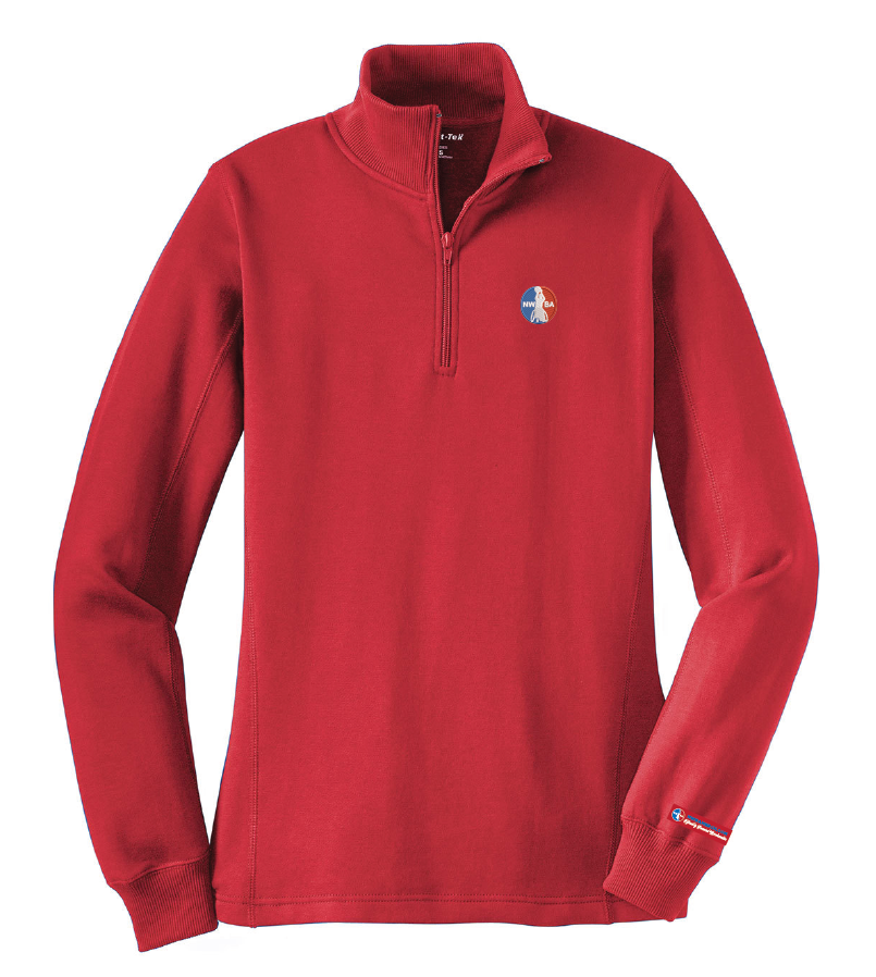 NWBA Officially Licensed - Embroidered Medallion Women's 1/4-Zip Fleece Pullover