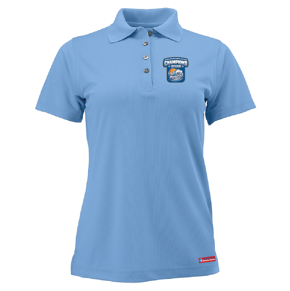 NWBA Officially Licensed – Dallas Jr Wheelchair Mavericks – 2026 National Champions – Ladies Performance Polo – Woven Appliqué Edition