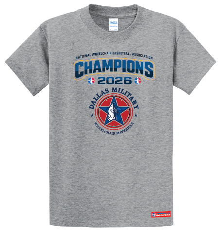 NWBA Officially Licensed – Dallas Military Wheelchair Mavericks – 2026 National Champions – Men’s Cotton Short Sleeve Tee