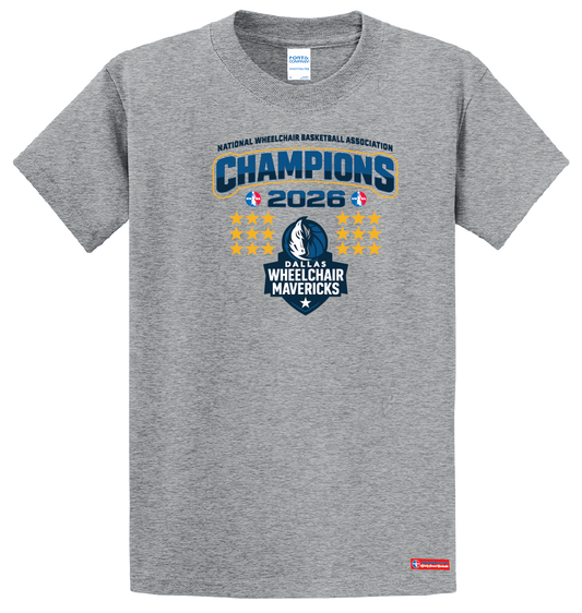 NWBA Officially Licensed – Dallas Wheelchair Mavericks – 2026 National Champions – Men’s Cotton Short Sleeve Tee