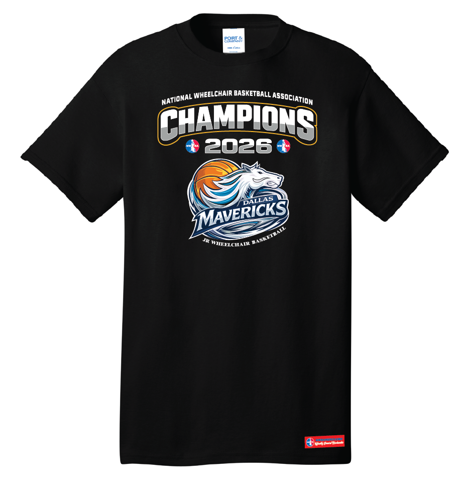 NWBA Officially Licensed – Dallas Jr Wheelchair Mavericks – 2026 National Champions – Men’s Cotton Short Sleeve Tee