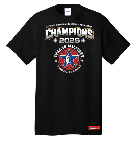 NWBA Officially Licensed – Dallas Military Wheelchair Mavericks – 2026 National Champions – Men’s Cotton Short Sleeve Tee
