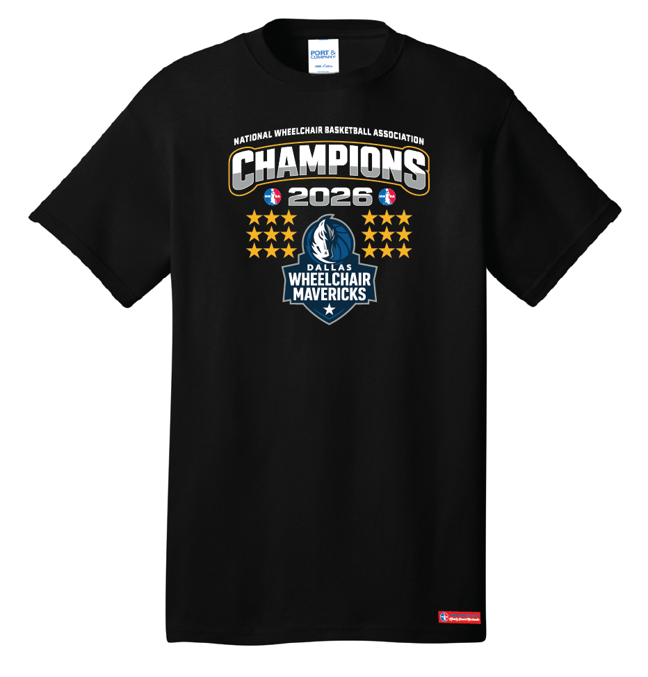 NWBA Officially Licensed – Dallas Wheelchair Mavericks – 2026 National Champions – Men’s Cotton Short Sleeve Tee