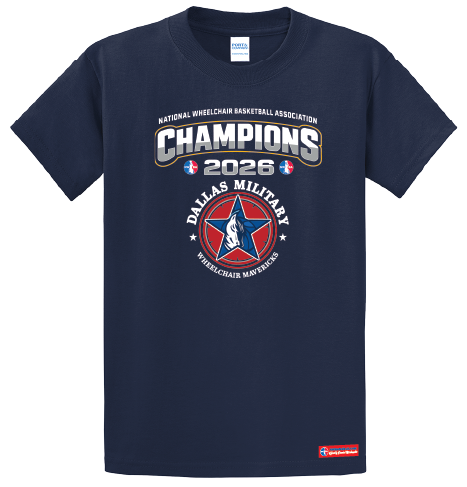 NWBA Officially Licensed – Dallas Military Wheelchair Mavericks – 2026 National Champions – Men’s Cotton Short Sleeve Tee