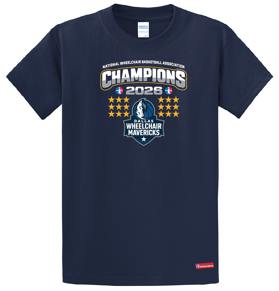NWBA Officially Licensed – Dallas Wheelchair Mavericks – 2026 National Champions – Men’s Cotton Short Sleeve Tee