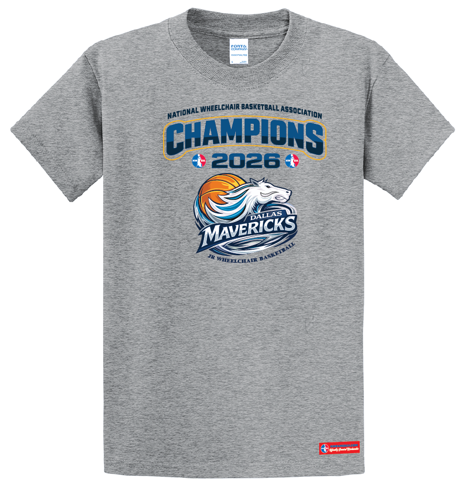 NWBA Officially Licensed – Dallas Jr Wheelchair Mavericks – 2026 National Champions – Men’s Cotton Short Sleeve Tee