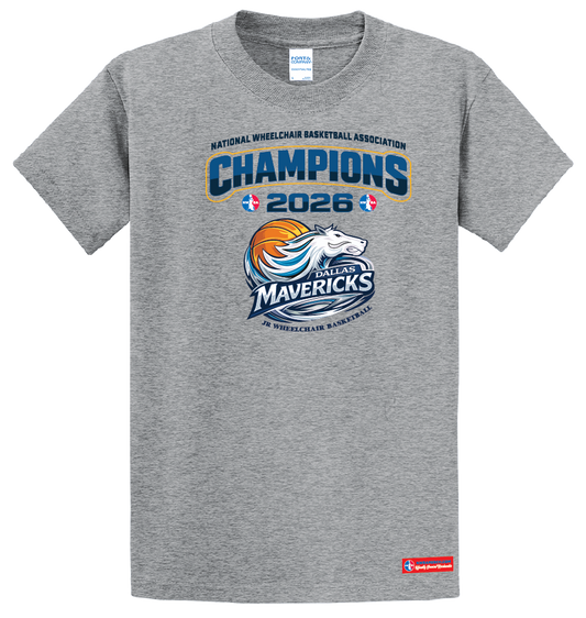 NWBA Officially Licensed – Dallas Jr Wheelchair Mavericks – 2026 National Champions – Men’s Cotton Short Sleeve Tee